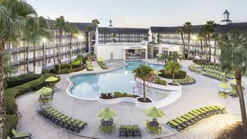 Outdoor pool, open 7:00 AM to 11:00 PM, pool umbrellas, pool loungers