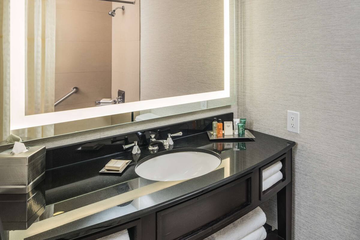 free toiletries, hair dryer, towels, soap