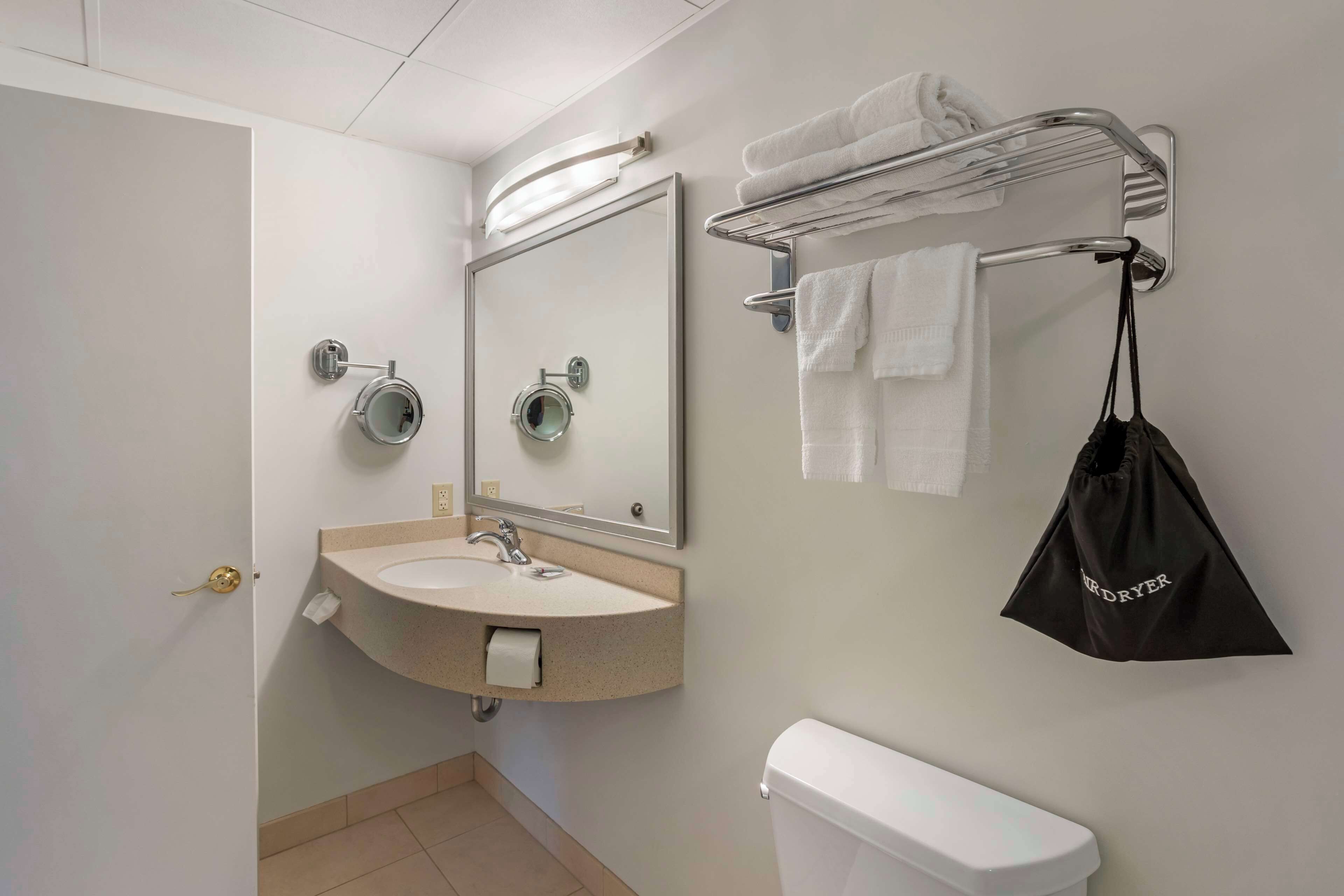 free toiletries, hair dryer, towels, soap