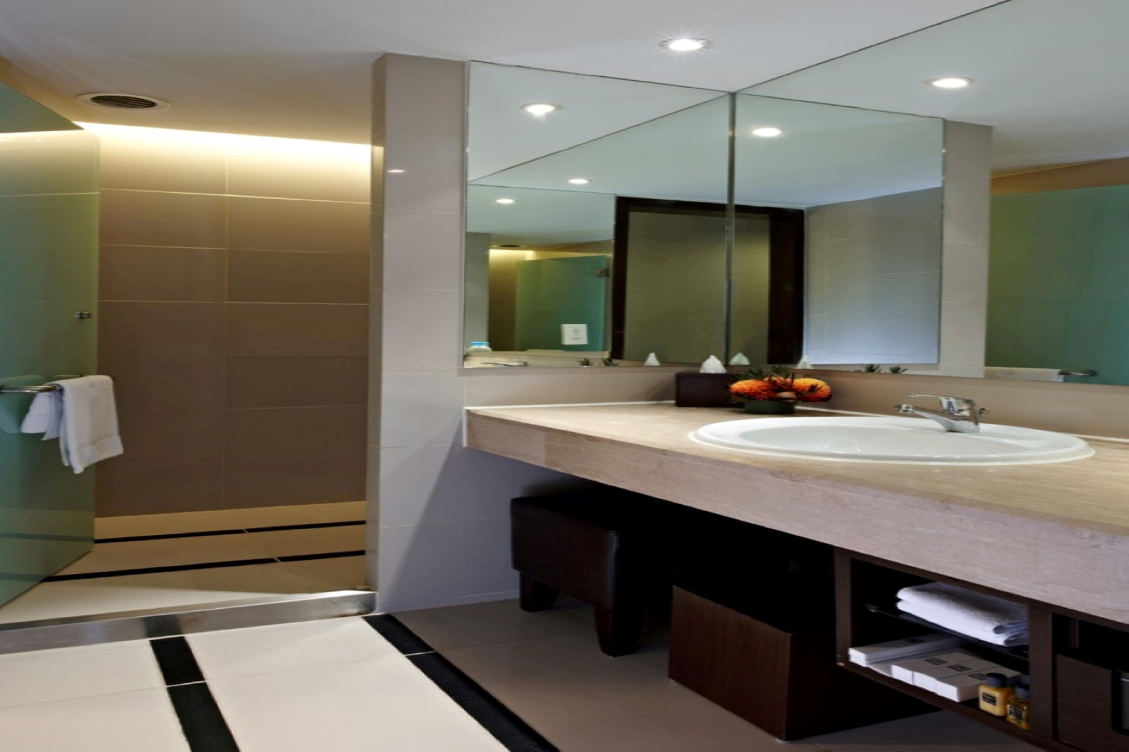 deluxe room, 1 king bed | bathroom | separate bathtub and shower, deep-soaking bathtub, rainfall showerhead