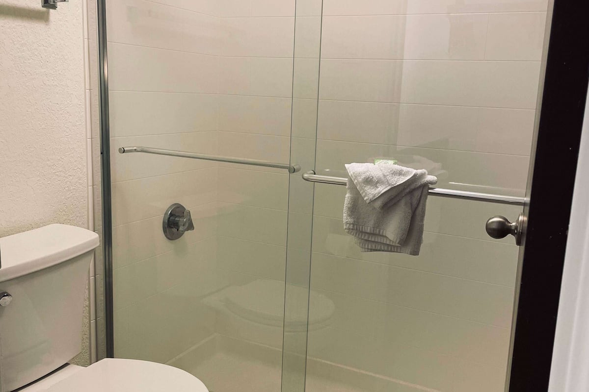 Free toiletries, hair dryer, towels