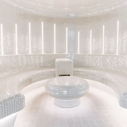 Een sauna, een stoombad, lichaamsbehandelingen, aromatherapie