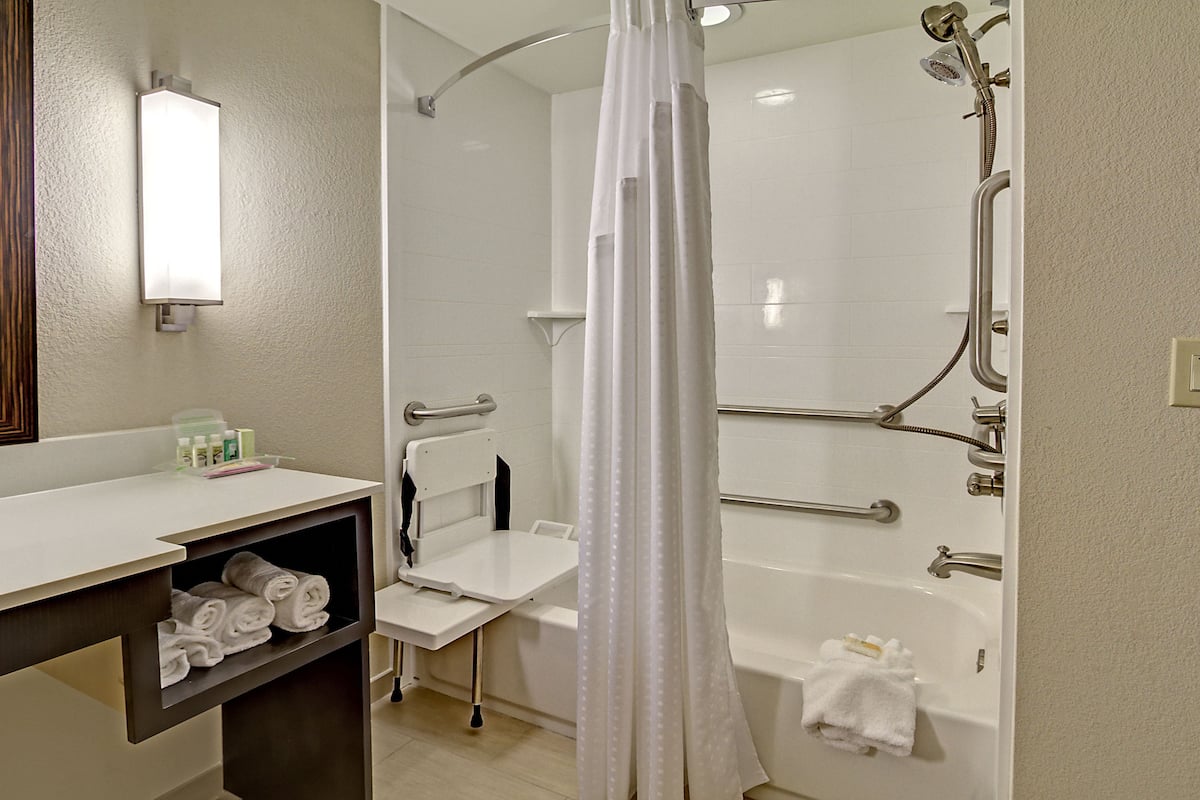 free toiletries, hair dryer, towels, soap