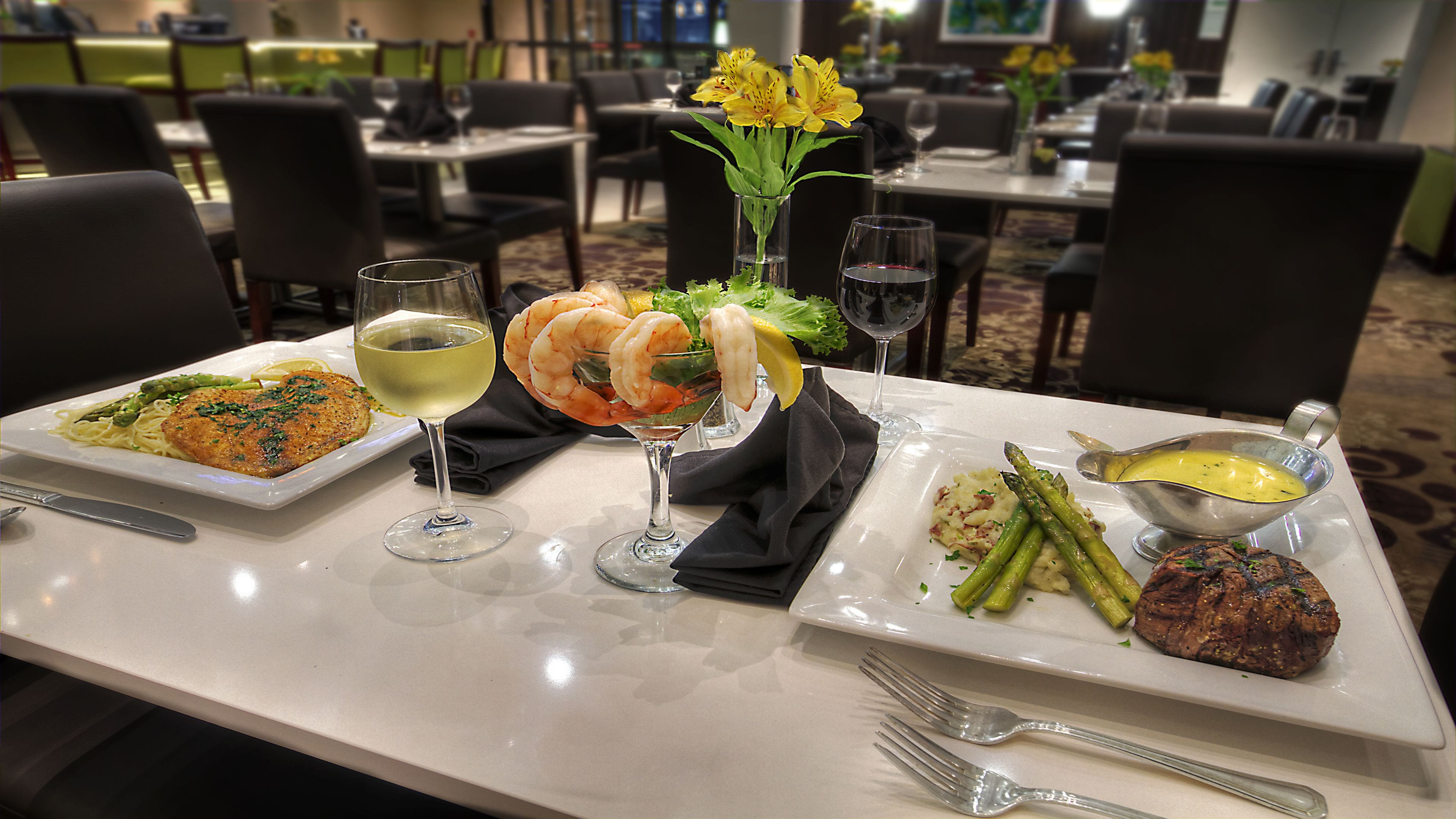 breakfast, lunch and dinner served