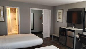 Standard Room, 2 Queen Beds, Non Smoking, Refrigerator & Microwave | 1 bedroom, desk, soundproofing, iron/ironing board
