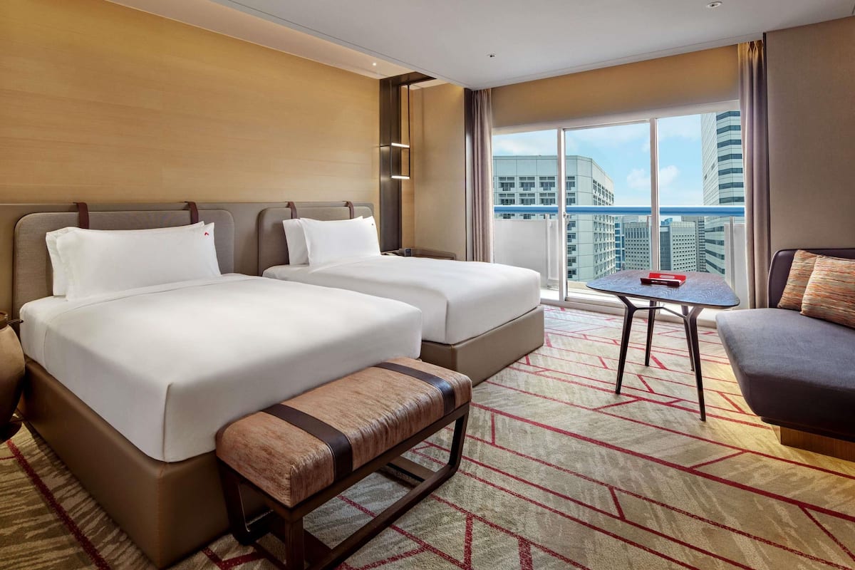 Premier Room, 2 Doubles, Balcony, City View | 1 bedroom, in-room safe, desk, laptop workspace