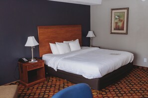 Premium bedding, pillow-top beds, laptop workspace, blackout curtains