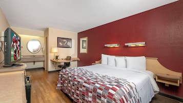 Desk, laptop workspace, WiFi (free), bed sheets