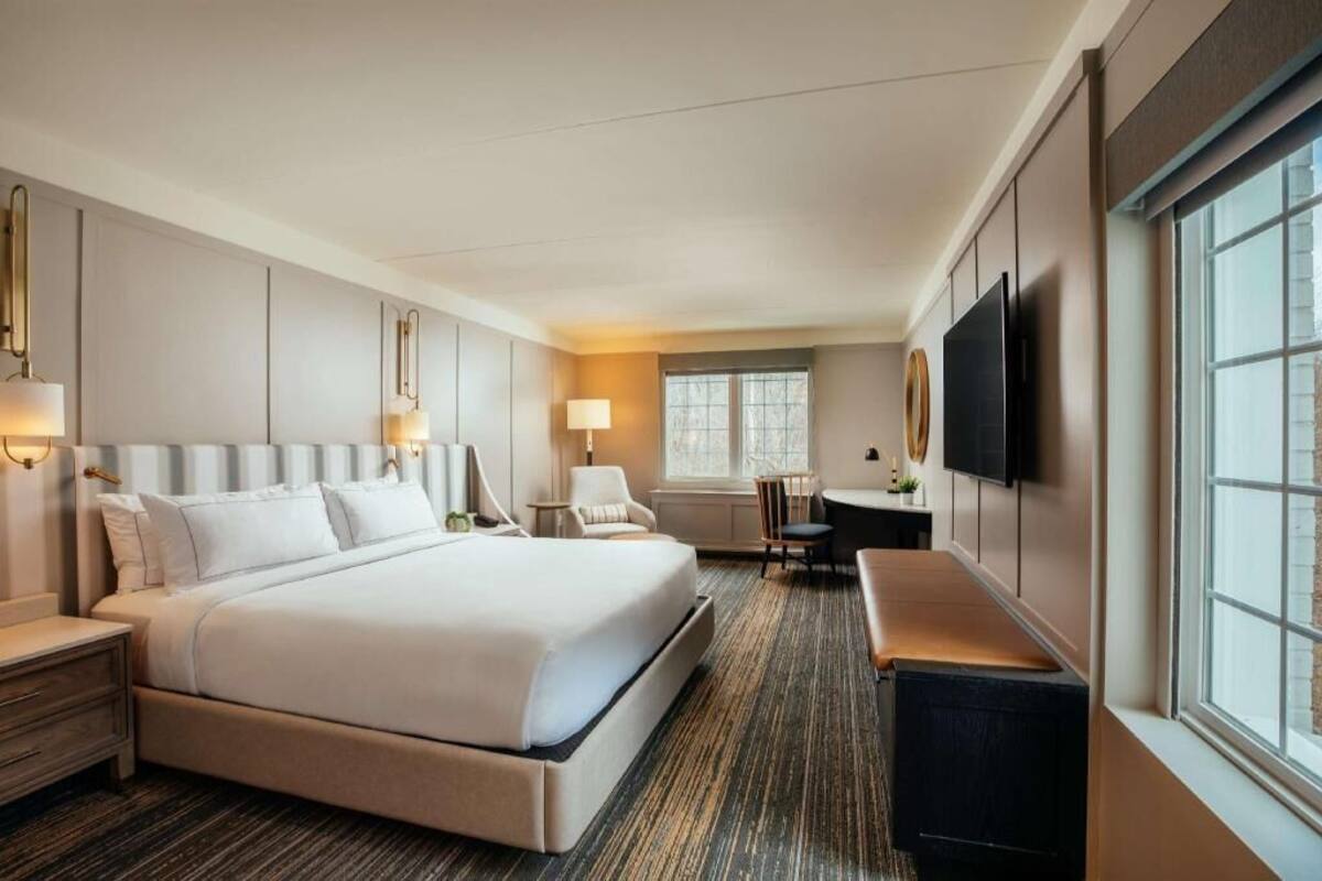 In-room safe, blackout drapes, iron/ironing board, cribs (free)