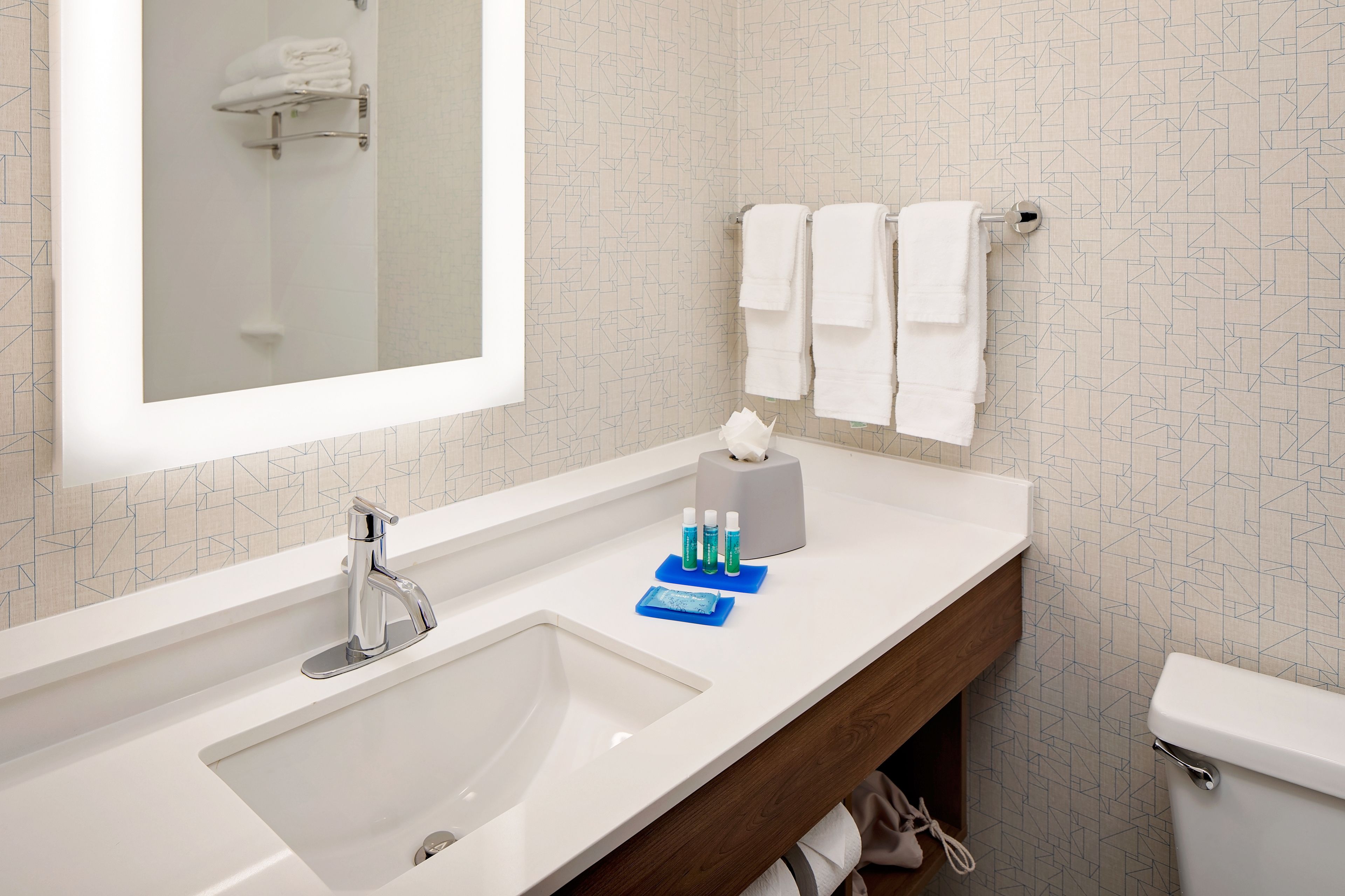 Combined shower/tub, eco-friendly toiletries, hair dryer, towels