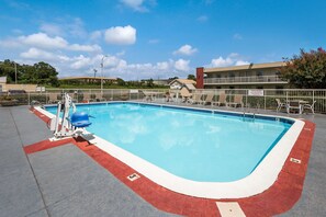 Outdoor pool, sun loungers