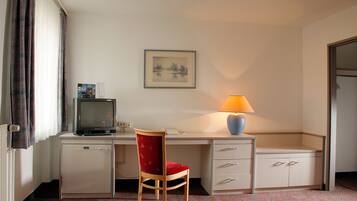 Hypo-allergenic bedding, desk, laptop workspace, soundproofing