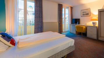 Hypo-allergenic bedding, desk, laptop workspace, soundproofing