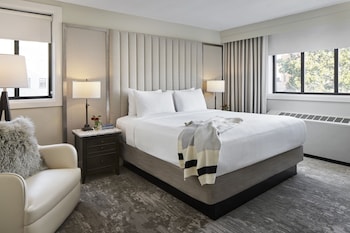 In-room safe, desk, blackout drapes, iron/ironing board at Capitol Hill Hotel