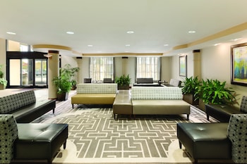 Hotel entrance and lobby at Buena Vista Suites Orlando