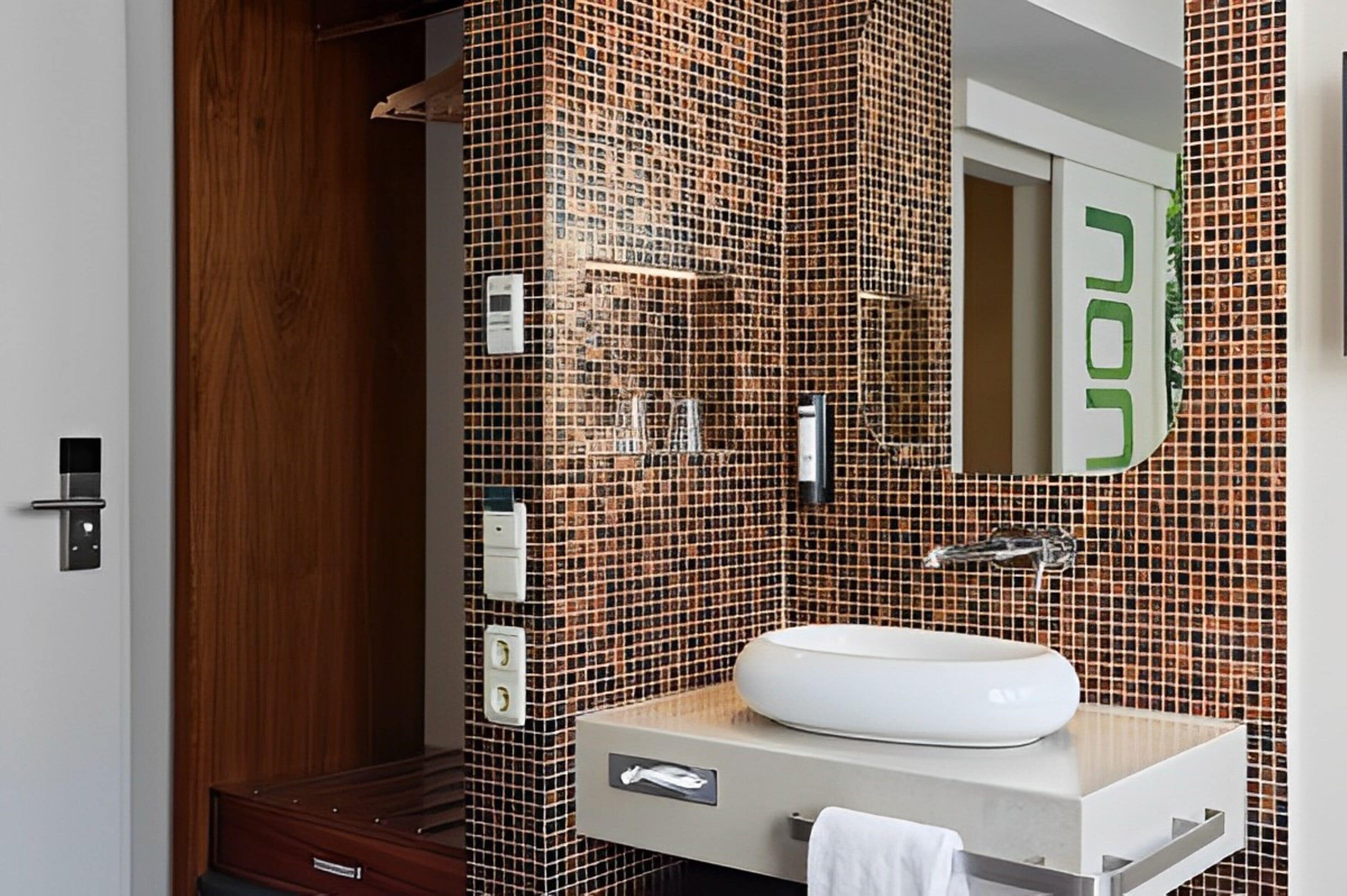 single room | bathroom | shower, rainfall showerhead, hair dryer, towels