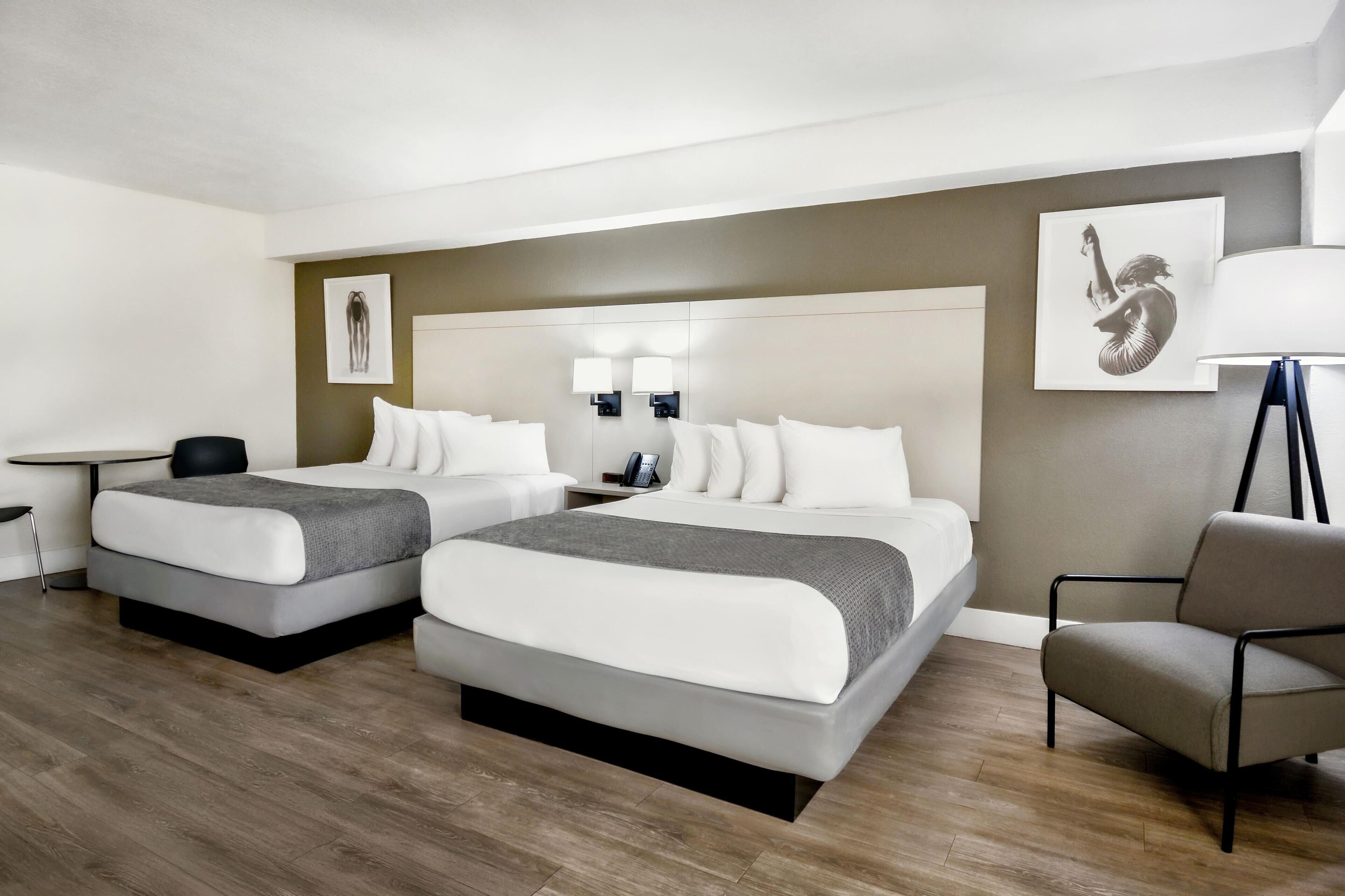 Deluxe Room, 2 Queen Beds, Non Smoking, Tower | In-room safe, desk, laptop workspace, blackout drapes