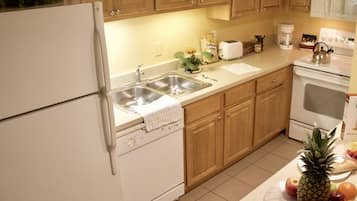 Suite, 2 Bedrooms | Private kitchen | Full-sized fridge, microwave, oven, stovetop