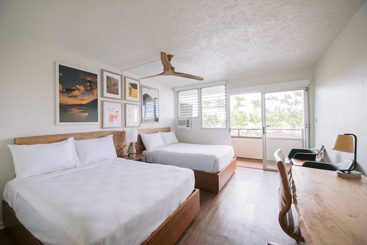 room, 2 double beds, balcony, bay view | 1 bedroom, desk, laptop workspace, blackout curtains