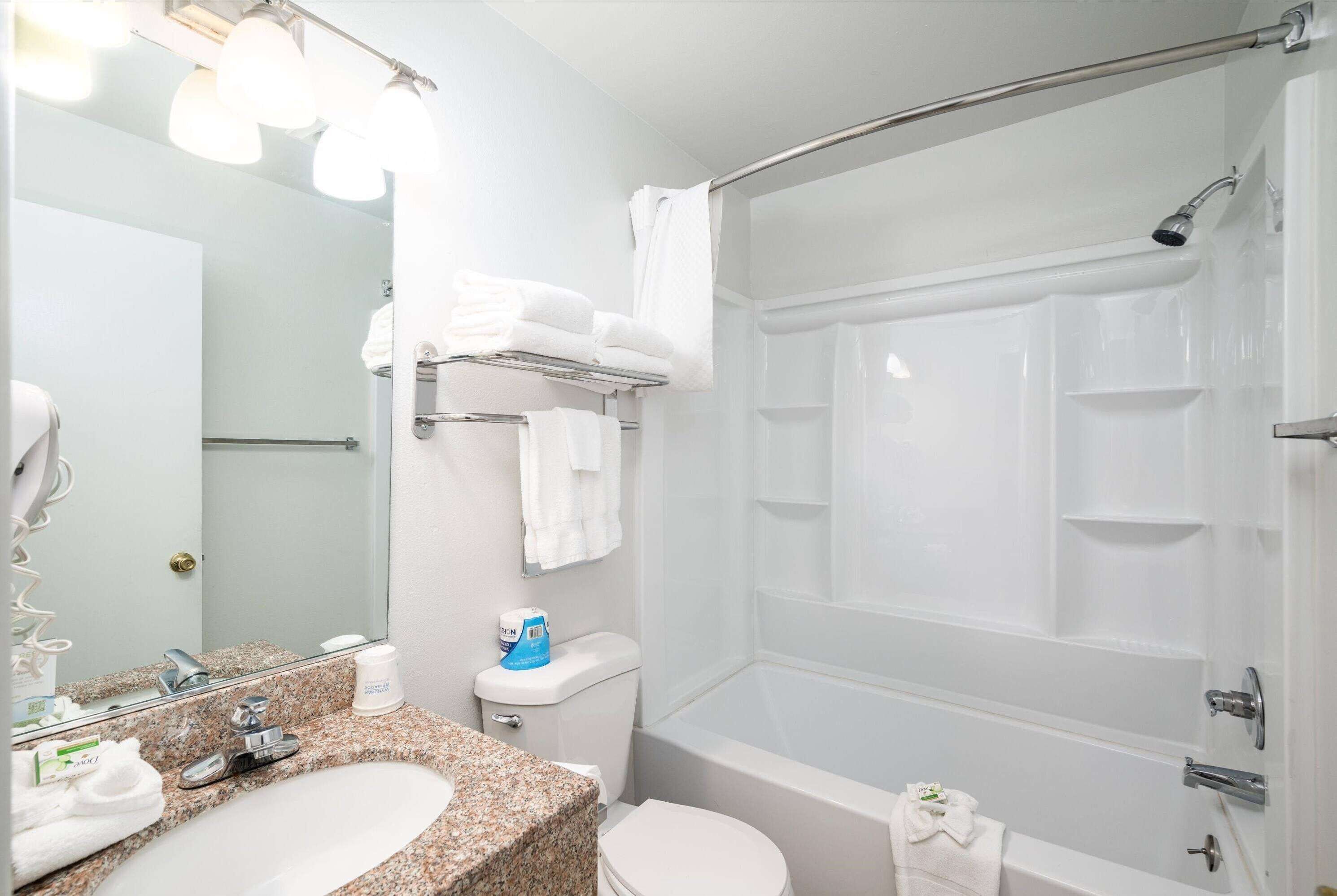 free toiletries, hair dryer, towels