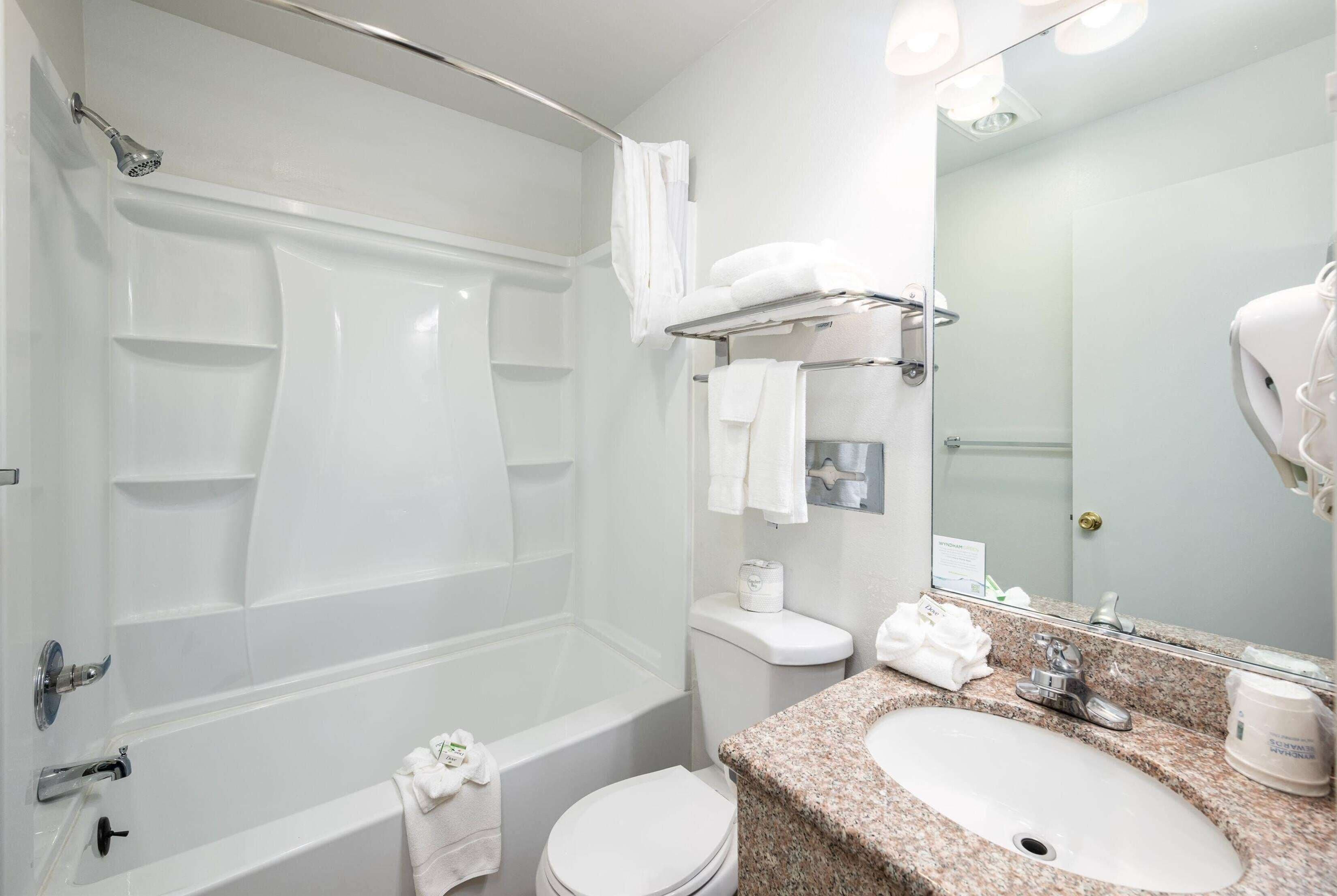 free toiletries, hair dryer, towels