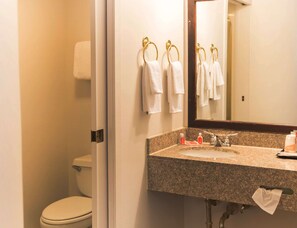 Douche, articles de toilette (gratuits), séchoir à cheveux