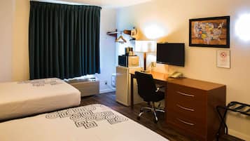 Standard Room, 2 Double Beds, Non Smoking | Desk, blackout curtains, iron/ironing board, free WiFi