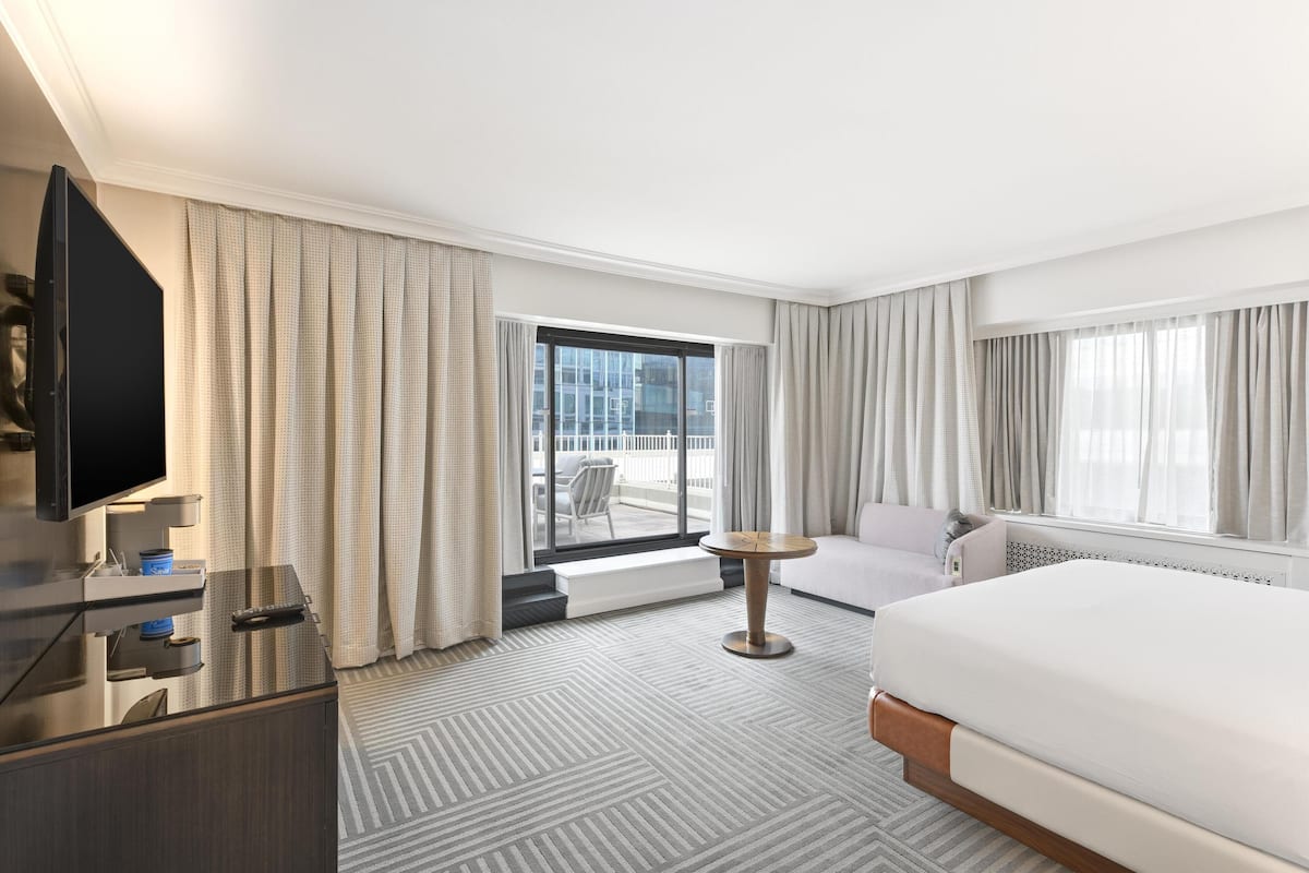 Room, 1 King Bed, Terrace, City View | In-room safe, desk, laptop workspace, blackout drapes