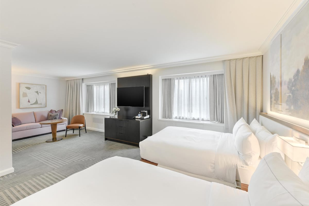 Deluxe Room, 2 Queen Beds | In-room safe, desk, laptop workspace, blackout drapes