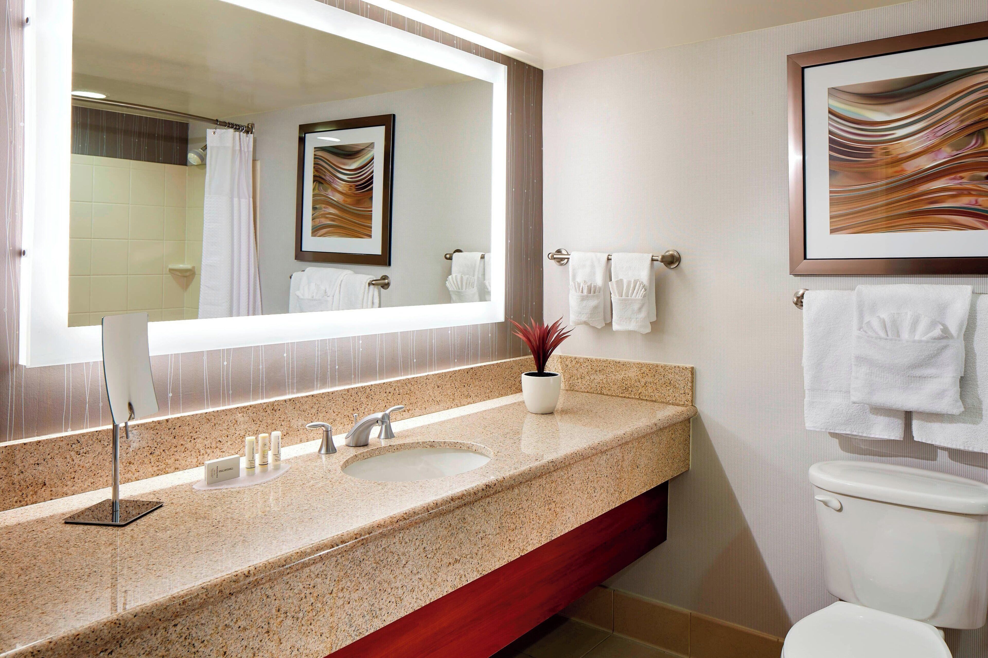 free toiletries, hair dryer, towels