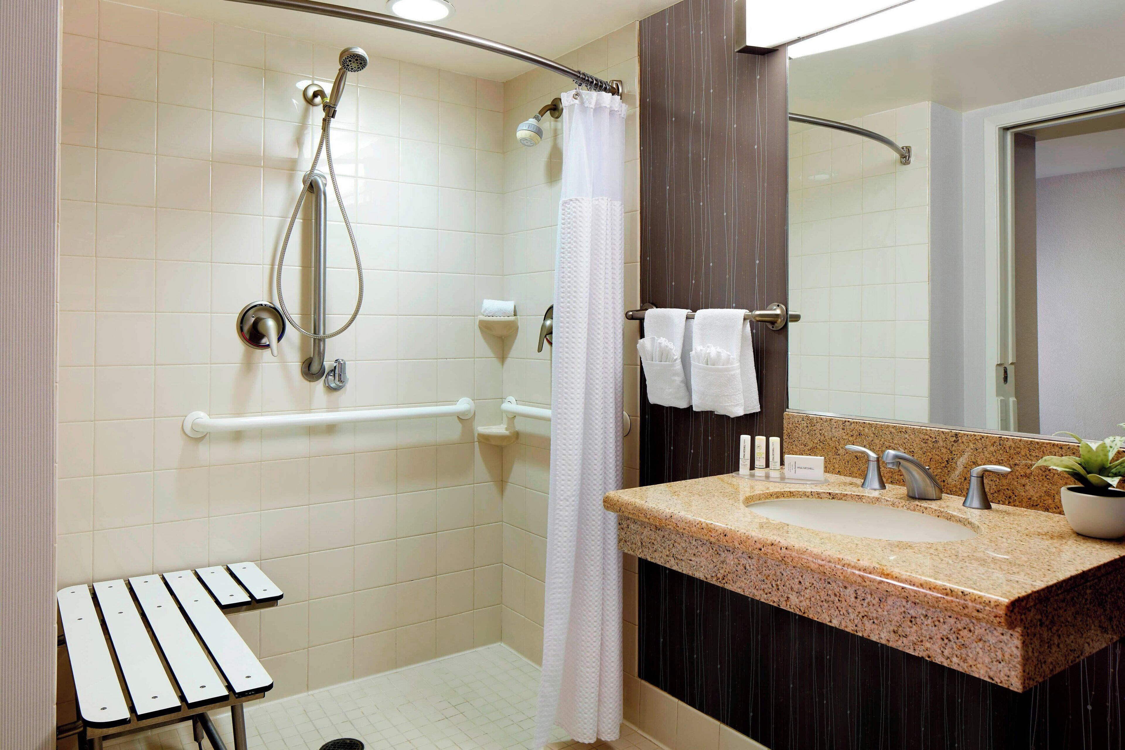 free toiletries, hair dryer, towels