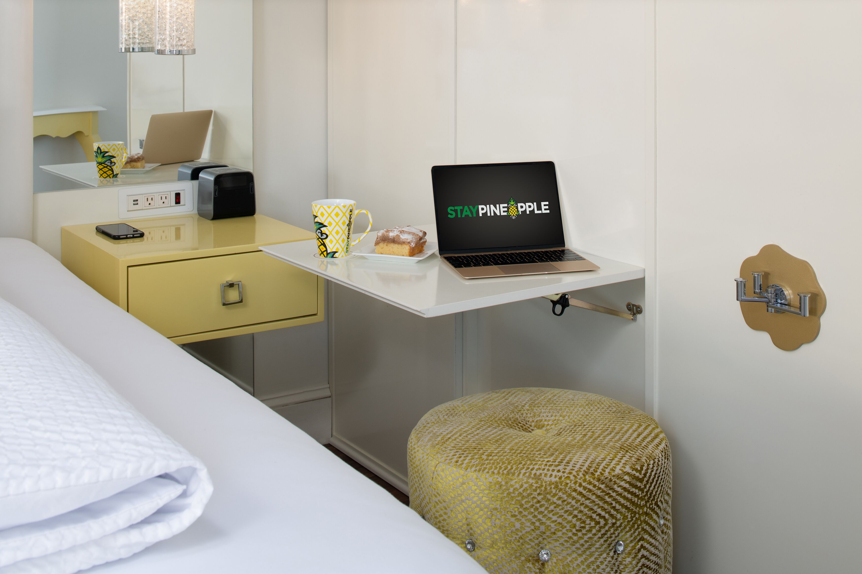 premium bedding, down duvets, pillow-top beds, desk