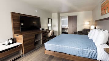 Desk, laptop workspace, free WiFi, bed sheets