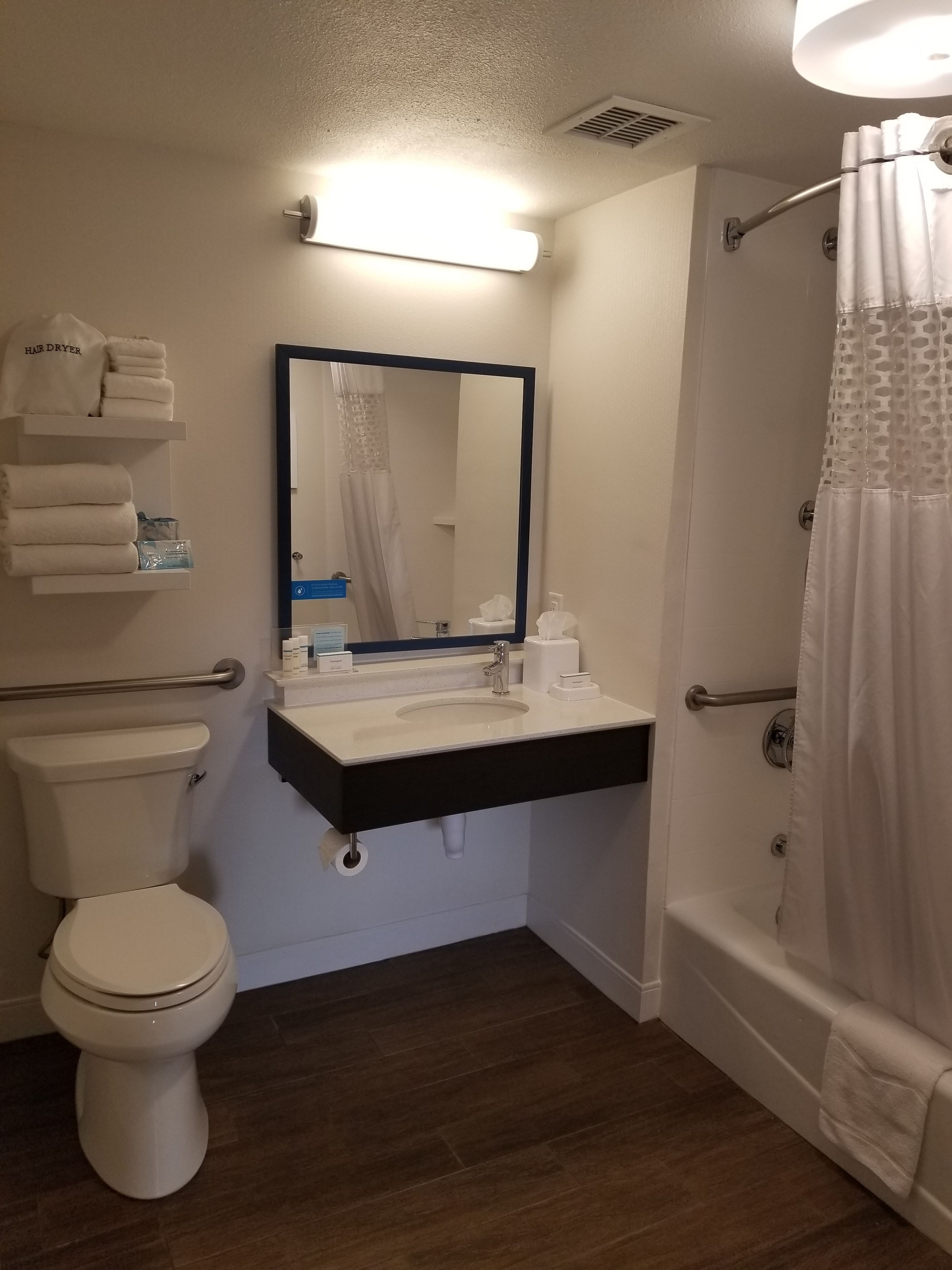 room, 1 king bed, accessible, non smoking | bathroom | combined shower/bathtub, free toiletries, hair dryer, towels