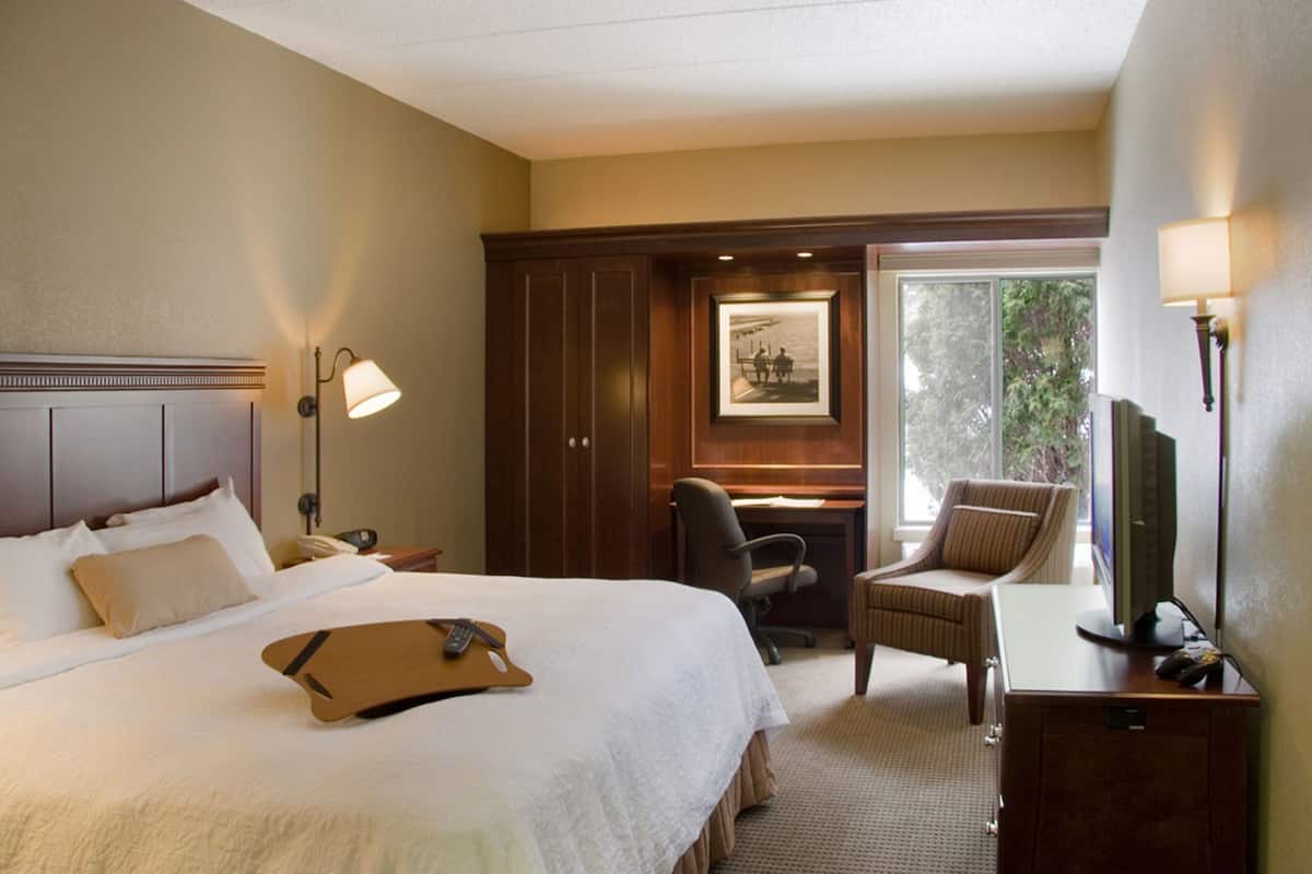 Premium bedding, desk, blackout drapes, iron/ironing board