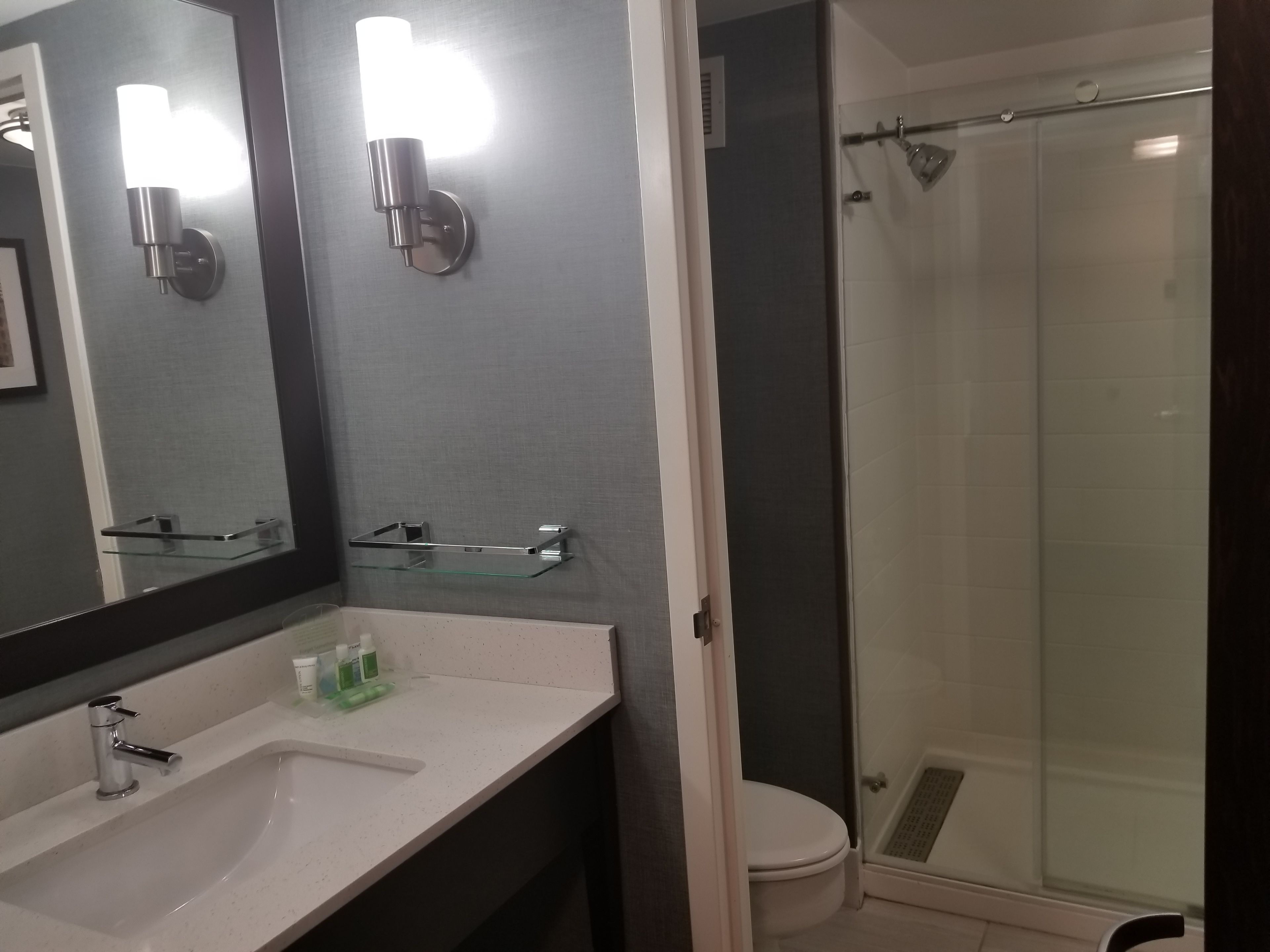 free toiletries, hair dryer, towels