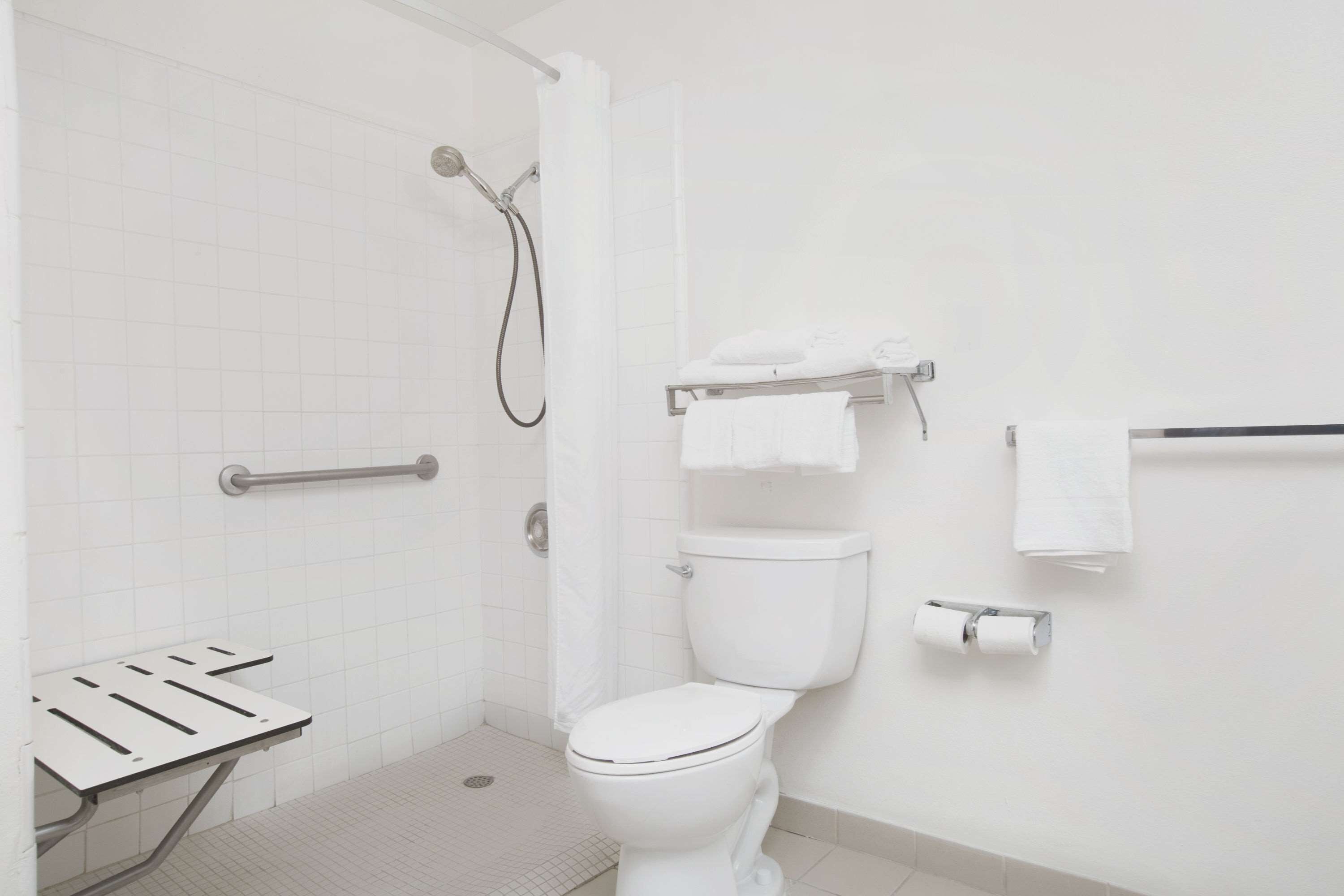 Standard Room, 1 King Bed, Accessible | Bathroom | Shower, hair dryer, towels