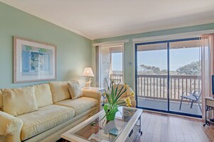 Villa, 1 Bedroom, Non Smoking, Beach View | Living area | 32-inch flat-screen TV with cable channels, TV, DVD player