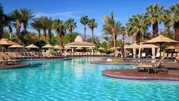 3 outdoor pools, open 8:00 AM to 10:00 PM, cabanas (surcharge)