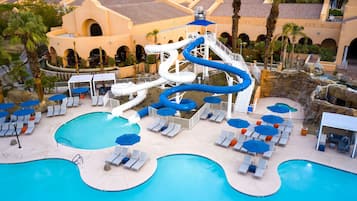 3 outdoor pools, open 8:00 AM to 10:00 PM, cabanas (surcharge)