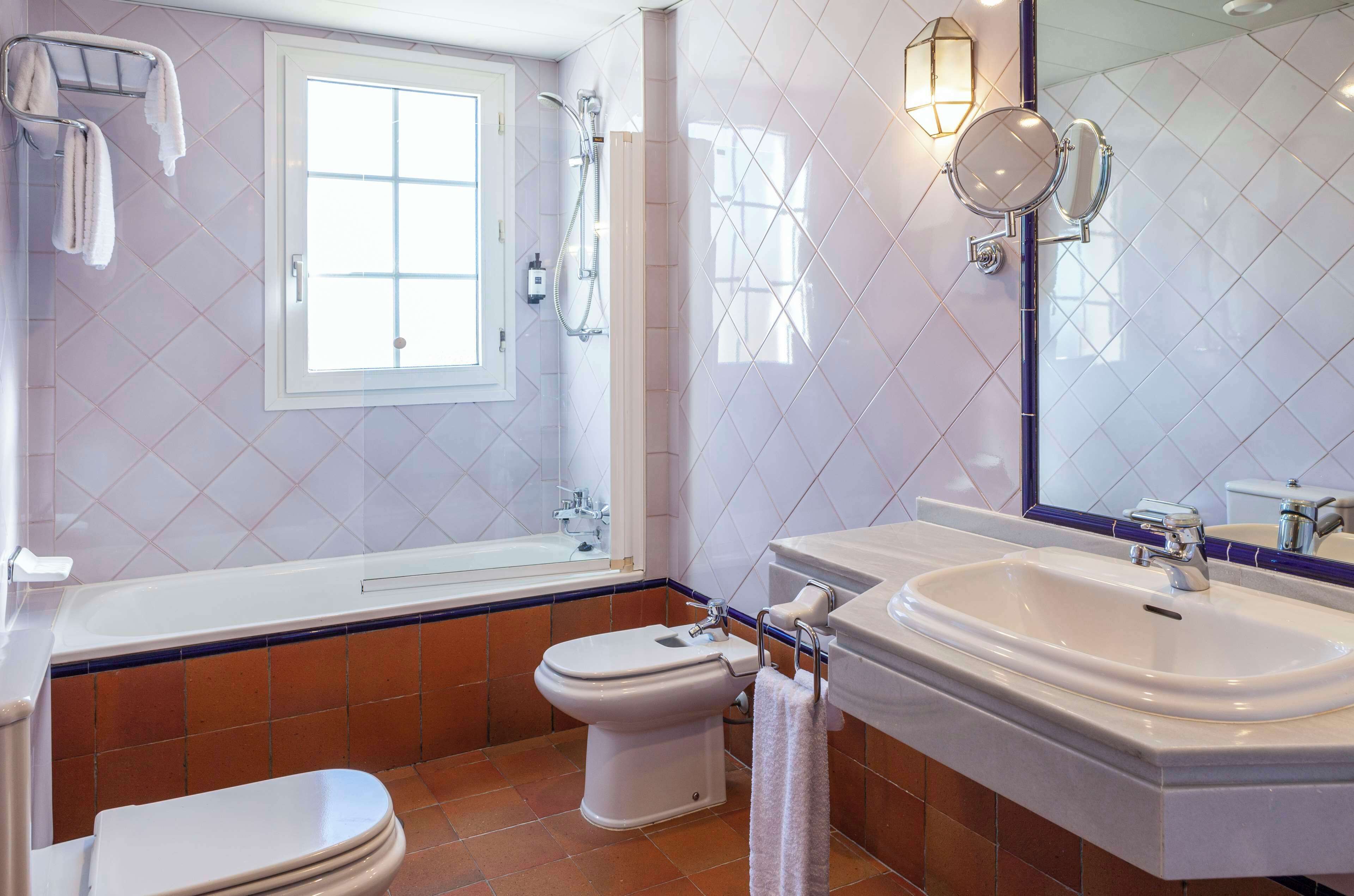 combined shower/bathtub, free toiletries, hair dryer, bidet