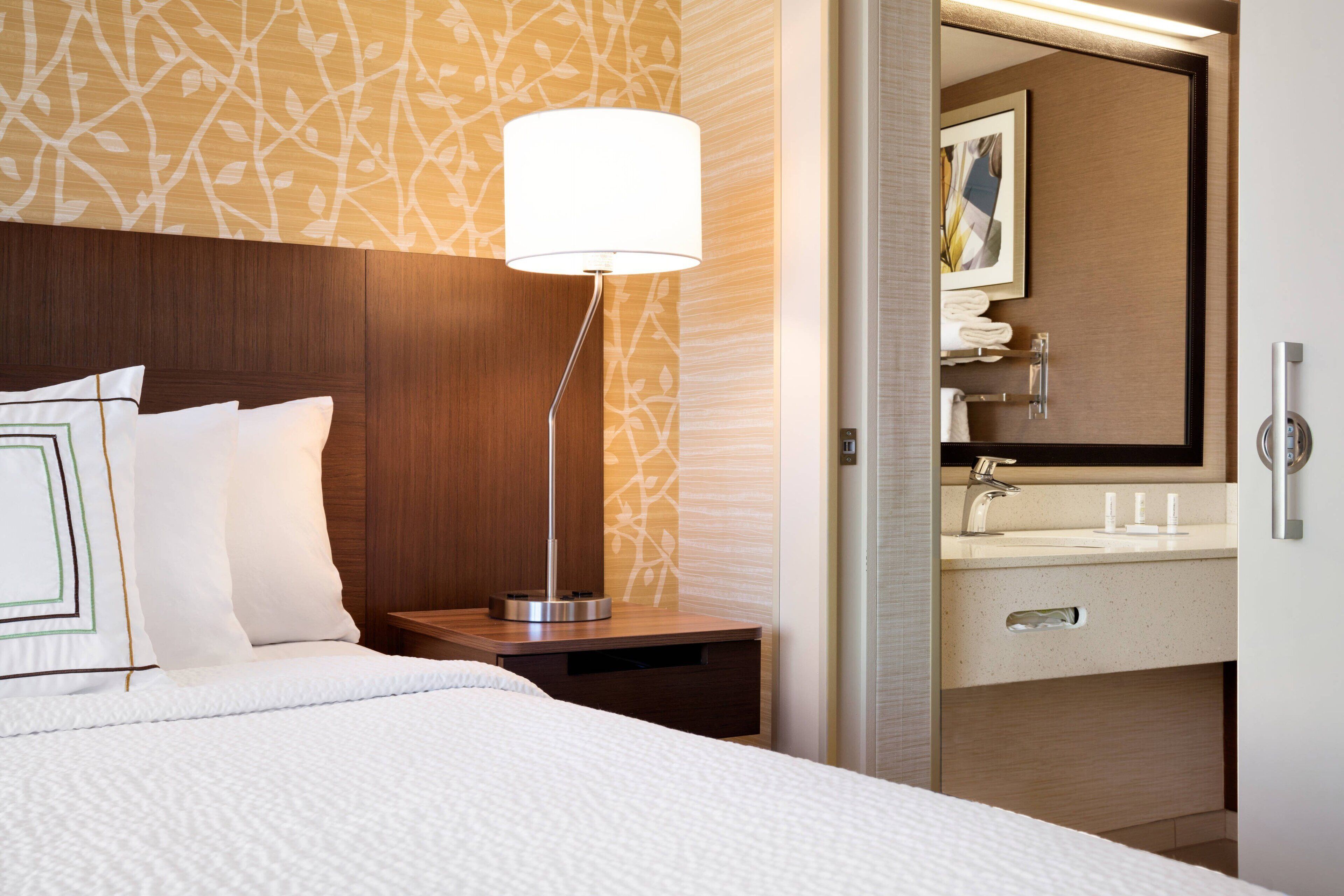 desk, laptop workspace, blackout curtains, iron/ironing board