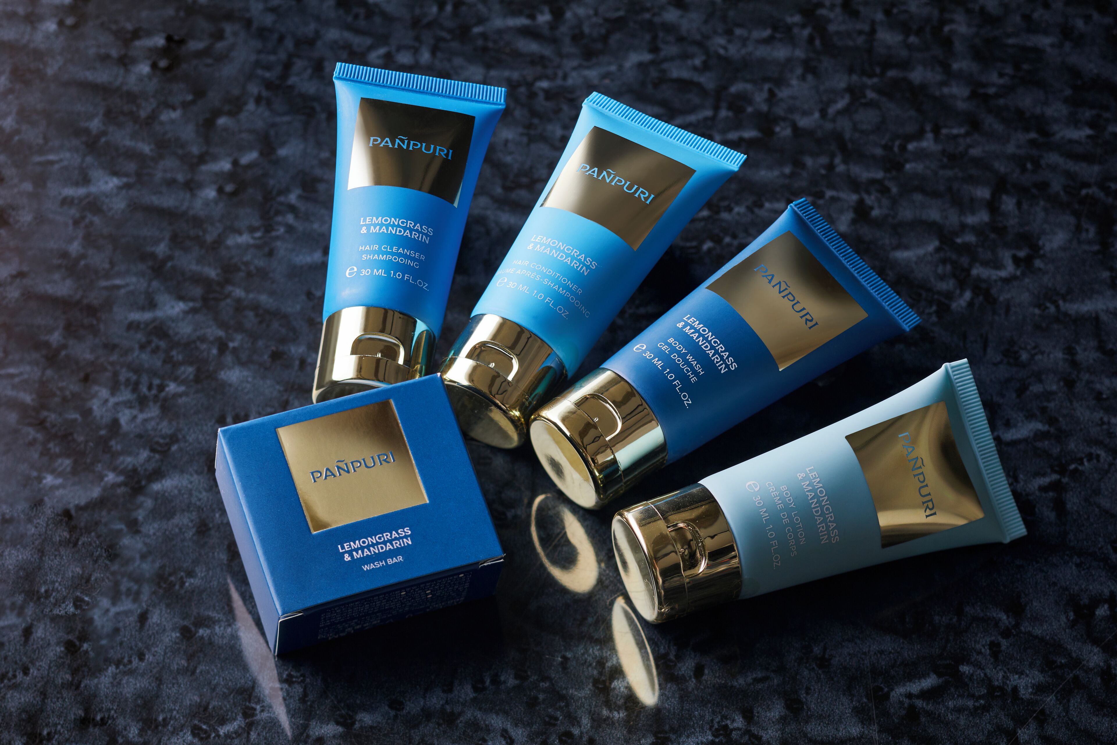 combined shower/bathtub, free toiletries, hair dryer, slippers