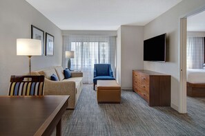 Room, Non Smoking (2 Double Beds with Sofa bed) | Living area | 32-inch LCD TV with satellite channels, TV, pay movies