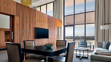 42-inch flat-screen TV with cable channels, TV, pay films