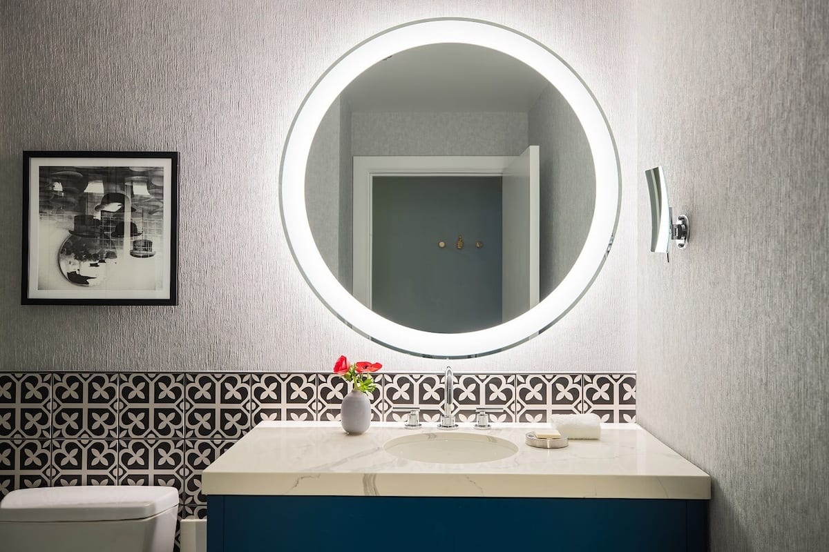 designer toiletries, hair dryer, bathrobes, towels