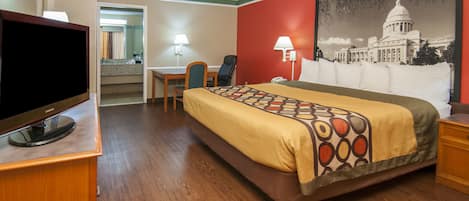 Chambre, 1 trÚs grand lit, accessible aux personnes à mobilité réduite (Mobility Accessible) | Bureau, chambres insonorisées, fer et planche à repasser, Wi-Fi gratuit