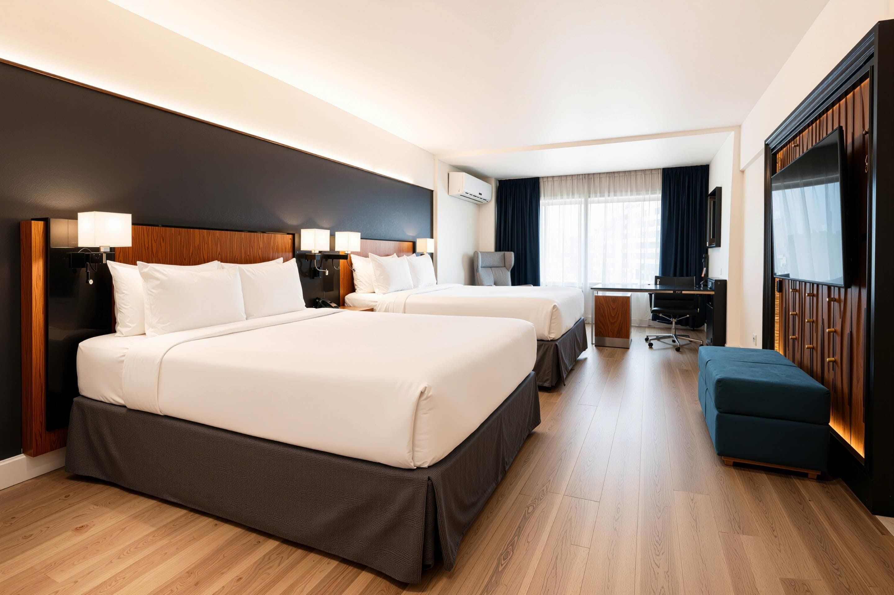 Premium Room, 2 Double Beds, Non Smoking | Hypo-allergenic bedding, in-room safe, desk, laptop workspace