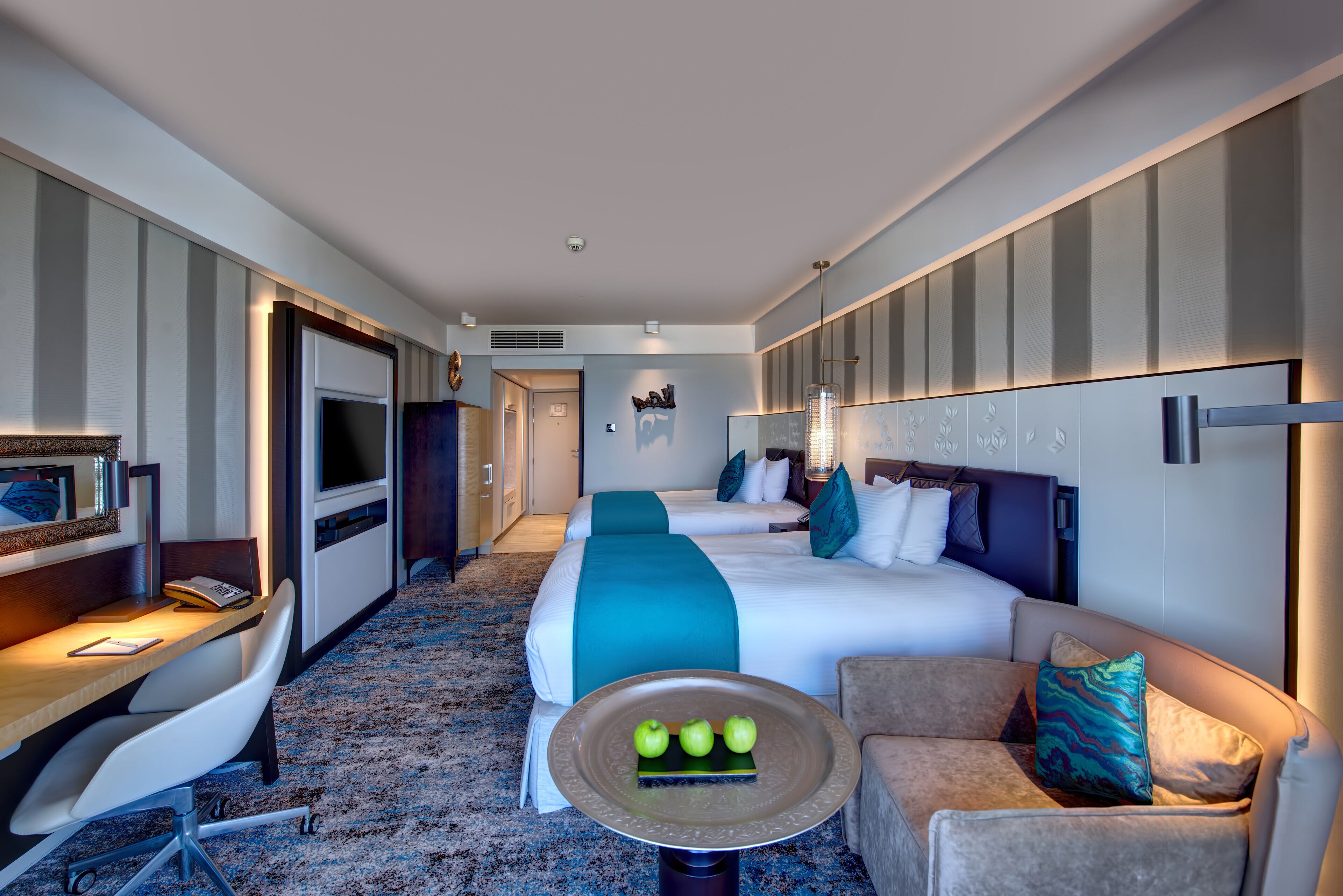 Egyptian cotton sheets, premium bedding, down comforters, minibar