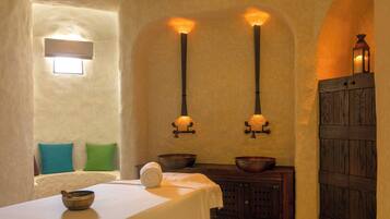 Sauna, steam room, body treatments, deep-tissue massages